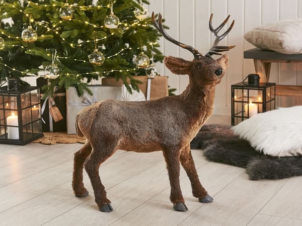 Koriste-esine ruskea poro 68 cm olohuoneeseen
