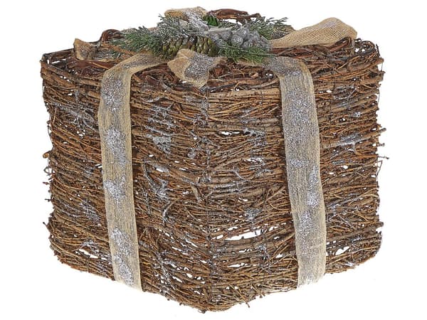Set med 2 dekorativa presentförpackningar Röd Trä Julpynt Olika storlekar Rustik design