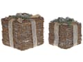Miniatyrbild 1 av 9: Set med 2 dekorativa presentförpackningar Röd Trä Julpynt Olika storlekar Rustik design
