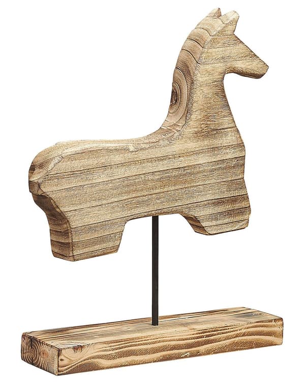 Koriste-esine vaalea keisari puu 48 cm hevosen muoto jalalla moderni tyyli