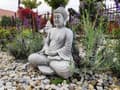 Miniatyrbild 2 av 5: Utomhusdekoration, staty av att meditera Buddha - Kothu-in, gjord av gjuten sten, stor