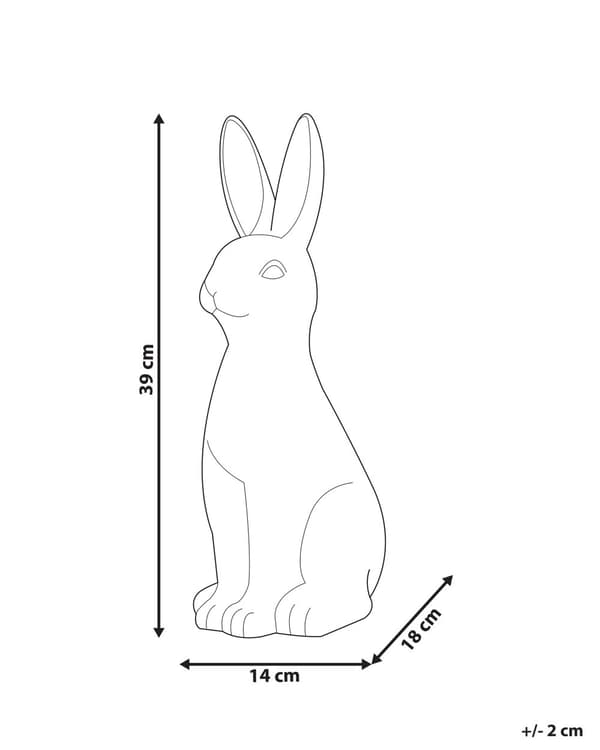 Koriste-esine valkoinen keraaminen jänis 39 cm korkea pöydälle moderni tyyli