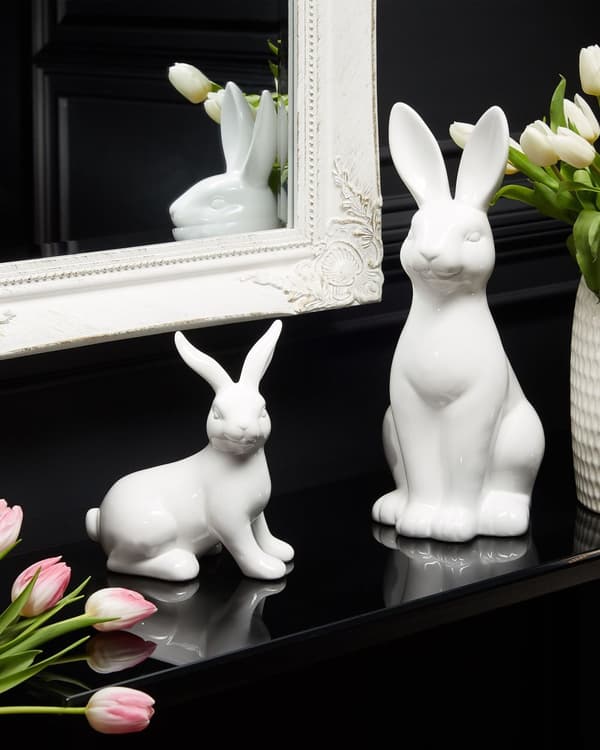 Dekorativ Figur Keramisk Vit 26 cm Kanin Påsk Dekoration Vardagsrum