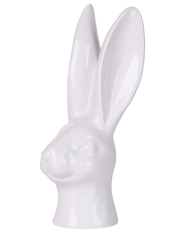 Dekorativ Figur Keramisk Vit 26 cm Kaninhuvud Påsk Dekoration Vardagsrum