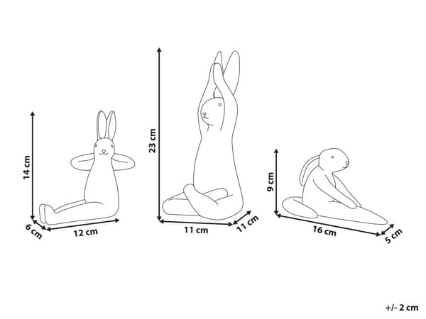 3 Dekorativa Figurer Keramisk Vit Kanin Yoga Påsk Handgjord Dekoration Vardagsrum