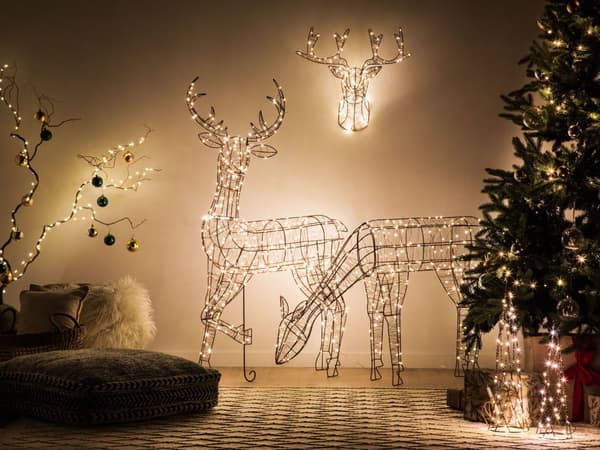 Joulukoriste LED-valoilla musta 52 x 38 cm kuusen mallinen 2 kpl moderni tyyli