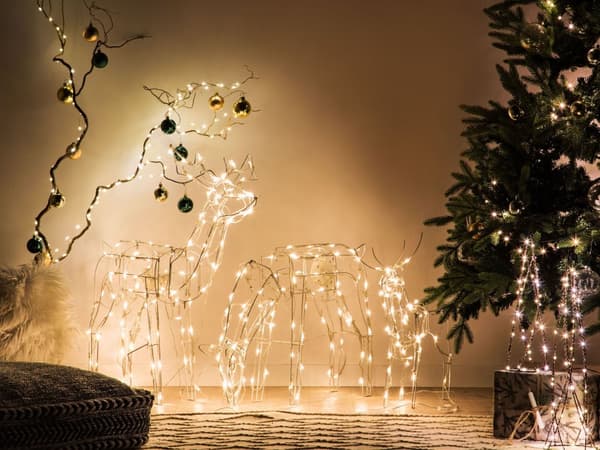 Joulukoriste LED-valoilla musta 52 x 38 cm kuusen mallinen 2 kpl moderni tyyli