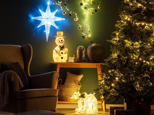 Joulukoriste LED-valoilla ulkokäyttöön valkoinen tähden mallinen 67 cm moderni tyyli