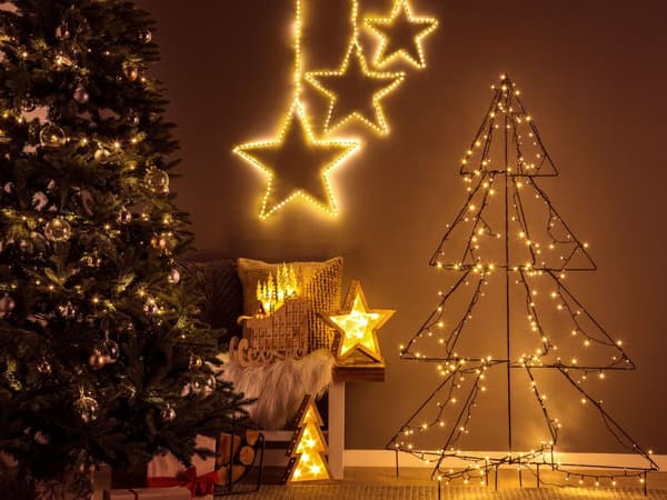 Juldekoration Ljus Poppelträ LED Ljus Släde Advent Kalender Skandinavisk Dekoration