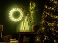 Miniatyrbild 2 av 11: Set av 2 Dekorativa Figurer Svart Metall med LED Ljus Julgranar Hemdekor Modern