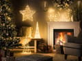 Miniatyrbillede 2 af 11: Juledekoration med LED Sølv Jern Sæt Dekorativ Udendørs Julepynt Rensdyr med Slæde Lys Boligtilbehør Bordpynt Figur til Vindueskarm
