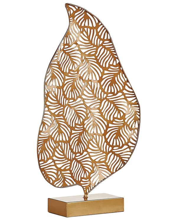 Lehtiveistos kultainen 27 x 47 x 8 cm rauta metallinen avonainen helppohoitoinen koriste-esine