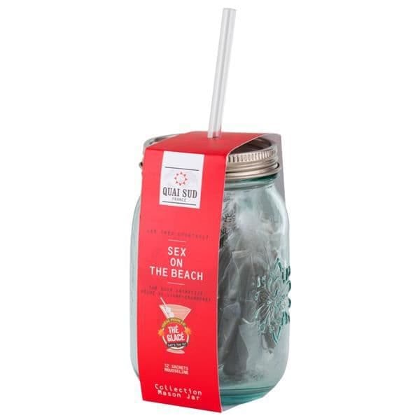 Iced svarta tepåsar med Sex on the Beach aromer * Kapacitet: 12 tepåsar (24g) * Mason burk material: glas