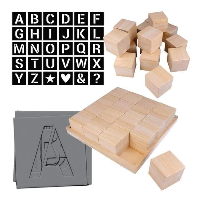 DIY Alfabet Träkuber - 6cm