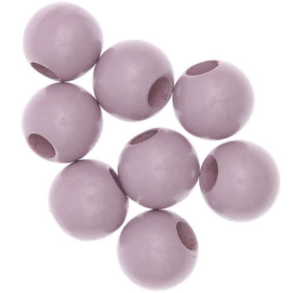 8 runda pärlor - rosa trä - 25 mm