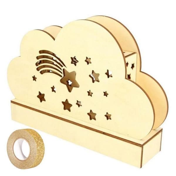 Lampe Nuage träde att dekorera 25 x 13,7 cm + guld glittrande masking tape 5 m