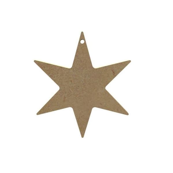 Dekoration - Trästjärna att hänga - 6 grenar - Brun