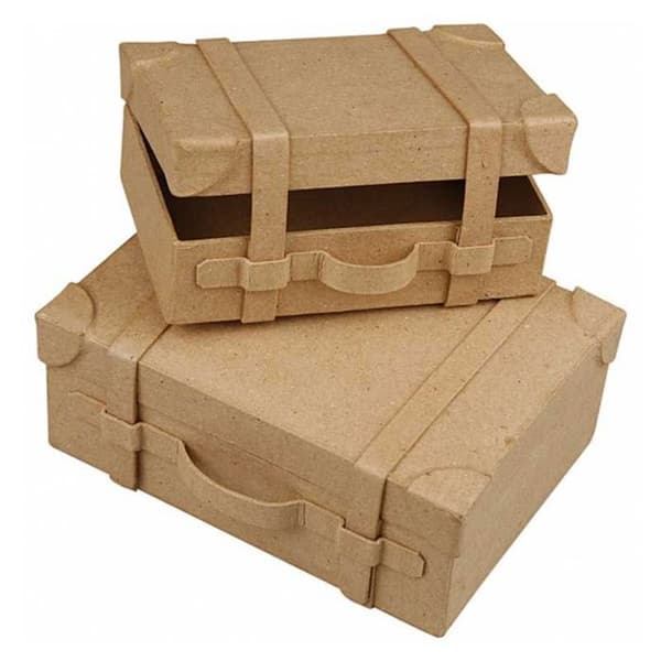 Mini-väskor - Vintage - 7,5 x 11 cm och 10 x 14 cm - Pappmache - 2 st - Förvaring