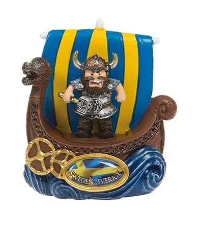 Sverige Souvenir Vikingaskepp med Viking med Hammare