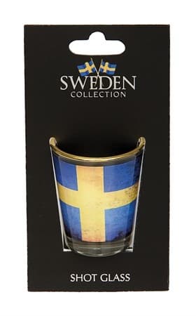Sverige Souvenir Shotglas med Stor Flagga