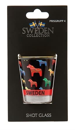 Sverige Souvenir Shotglas med Dalahäst