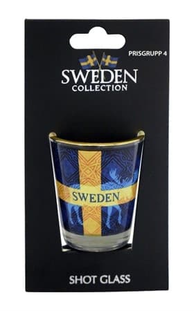Sverige Souvenir Shotglas med Flagga & Älg