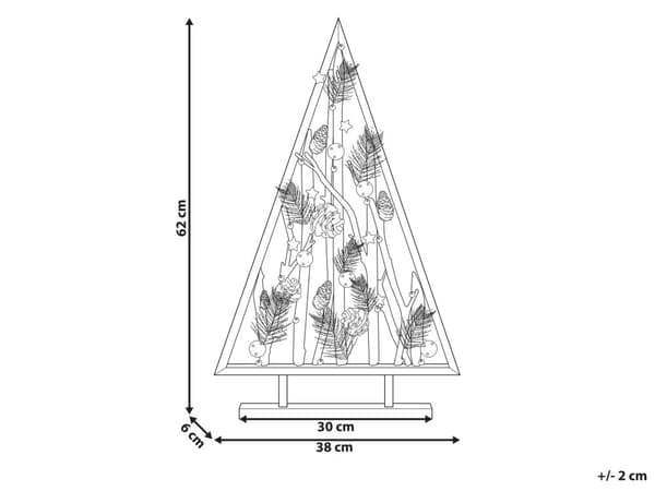 Dekorativ figur juletræ mørk fyrretræ 62 cm med fyrrekogler LED-lys Rustik Boho Design