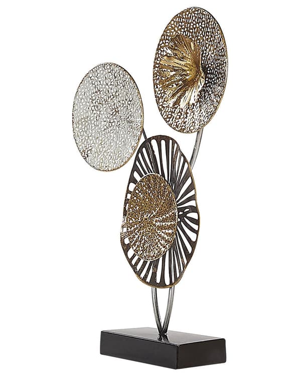 Dekorativt Ornament Gull og Sølv Metall 44 cm Dekorativt Objekt Aksent Piece Sirkler Moderne Design