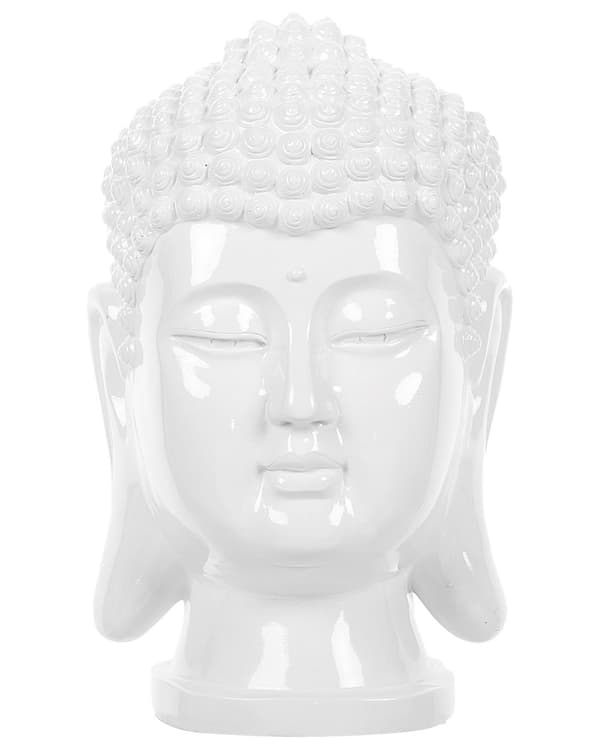 Dekorativ figur Hvit Syntetisk harpiks Buddha Dekorasjon Tilbehør Orientalsk Boho Glam