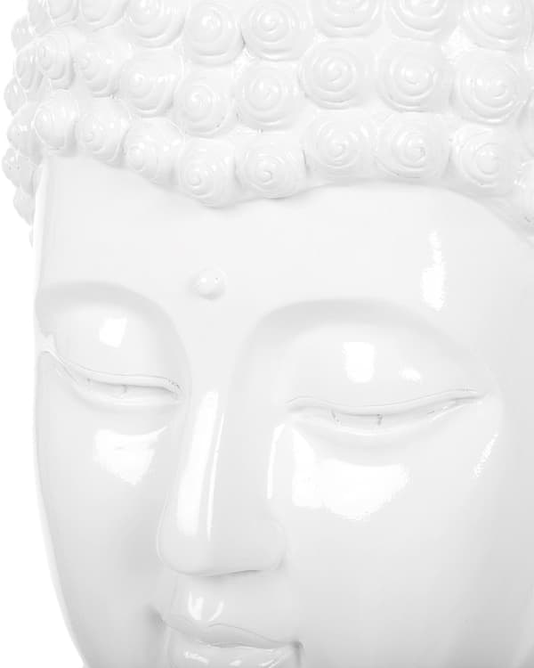 Dekorativ figur Hvit Syntetisk harpiks Buddha Dekorasjon Tilbehør Orientalsk Boho Glam