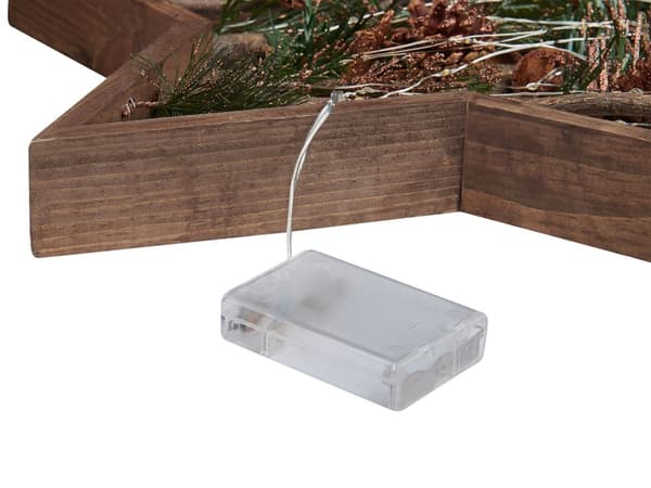 Dekorativ Figur Julestjerne Mørk Furu 46 cm med Kongler LED-lys Rustikk Boho-design