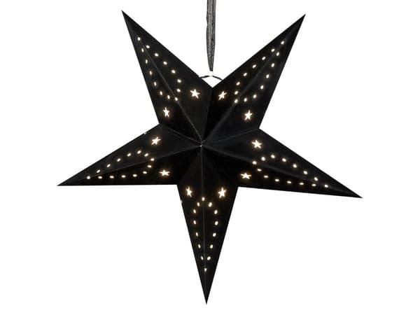 Set med 2 Adventsstjärnor Svart Sammetspapper 45 cm Hängande LED Jul Heminredning Högtidlig Traditionell