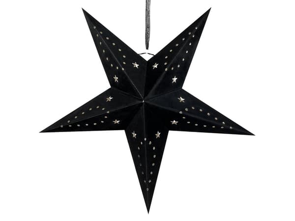 Set med 2 Adventsstjärnor Svart Sammetspapper 45 cm Hängande LED Jul Heminredning Högtidlig Traditionell
