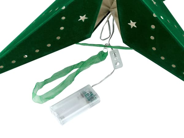 Set med 2 Adventsstjärnor Grön Sammetspapper 45 cm Hängande LED Jul Heminredning Högtidlig Traditionell
