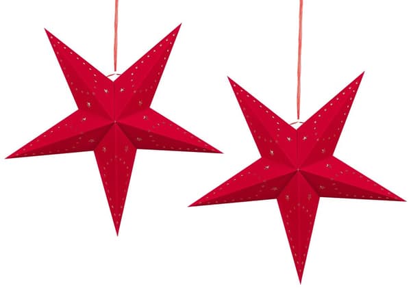 Set med 2 Adventsstjärnor Röd Sammetspapper 60 cm Hängande LED Jul Heminredning Högtidlig Traditionell