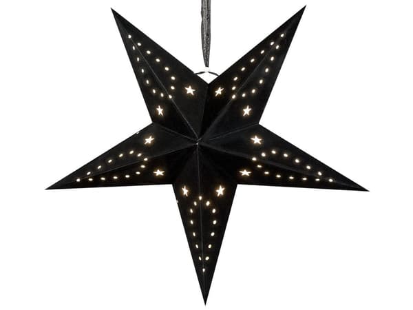 Set med 2 Adventsstjärnor Svart Sammetspapper 60 cm Hängande LED Jul Heminredning Högtidlig Traditionell