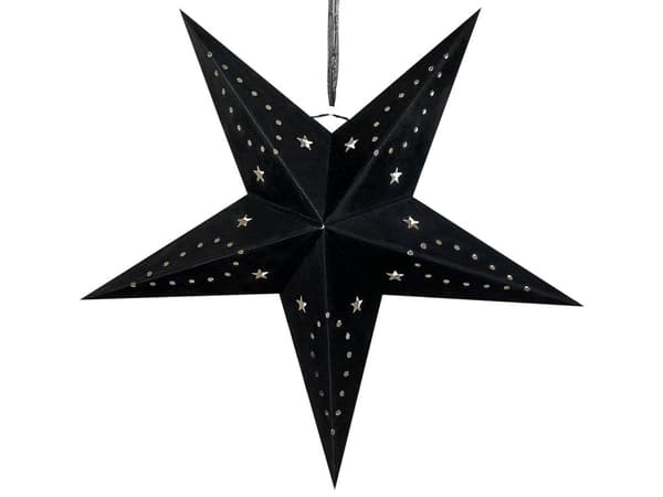 Set med 2 Adventsstjärnor Svart Sammetspapper 60 cm Hängande LED Jul Heminredning Högtidlig Traditionell