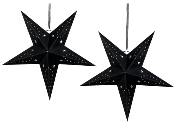 Set med 2 Adventsstjärnor Svart Sammetspapper 60 cm Hängande LED Jul Heminredning Högtidlig Traditionell