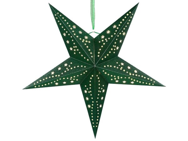 Paperitähti smaragdinvihreä 45 x 45 x 18 cm kimalteleva kupari LED-valot 2 kpl ajastin ripustettava joulukoriste