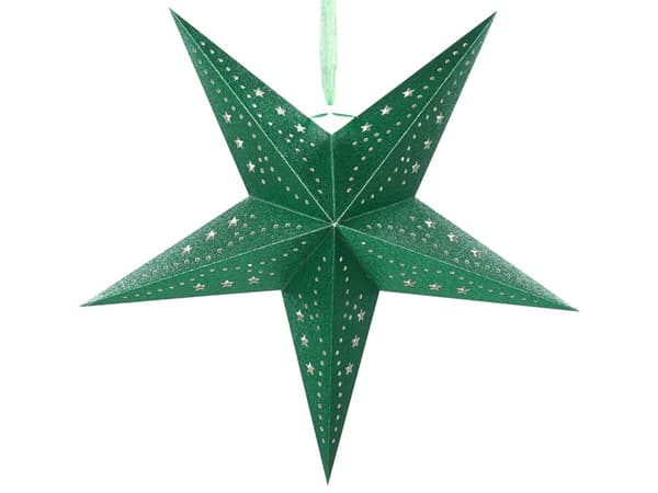 Paperitähti smaragdinvihreä 45 x 45 x 18 cm kimalteleva kupari LED-valot 2 kpl ajastin ripustettava joulukoriste