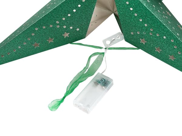 Paperitähti smaragdinvihreä 45 x 45 x 18 cm kimalteleva kupari LED-valot 2 kpl ajastin ripustettava joulukoriste