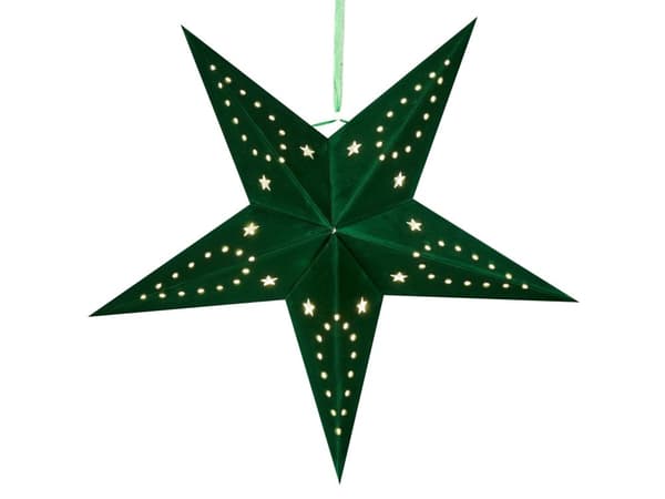 Paperitähti smaragdinvihreä 45 x 45 x 18 cm kupari LED-valot 2 kpl ajastin ripustettava joulukoriste