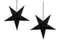 Miniatyrbilde 1 av 9: Sett med 2 adventsstjerner Svart Papir 45 cm Glitter LED-lys Hengende stjerner Julepynt Høytid Dekorasjon Tilbehør Belysning
