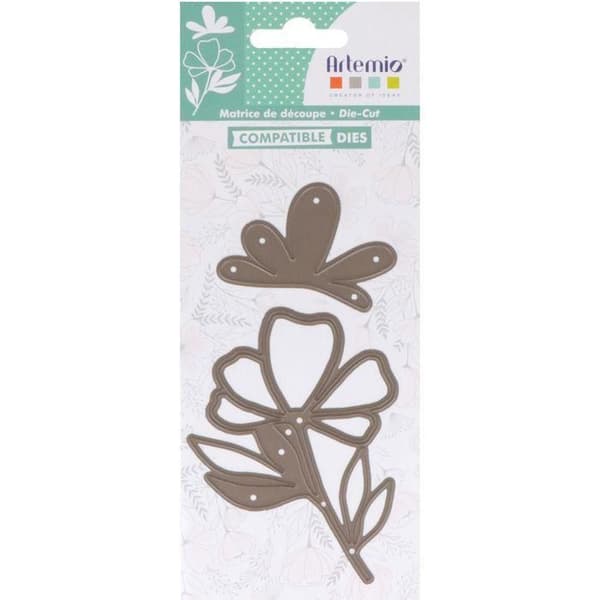 Skärform - Dies - Bra vibbar - Blommor - Exakt skärning - Blommönster - Idealisk för kreativa hobbyer