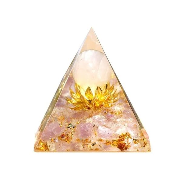 Golden Lotus Flower Orgonite Pyramid