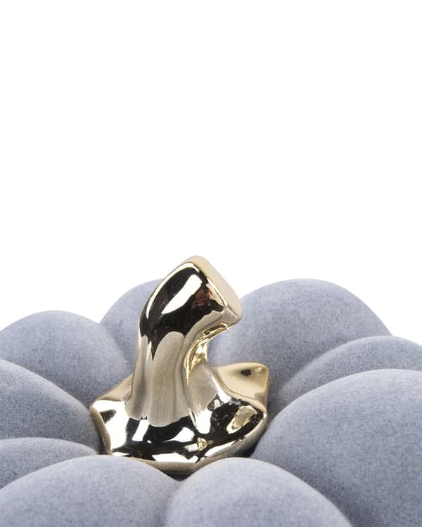 Sæt med 2 dekorative figurer Græskar Grå Keramisk Velour Håndlavet bordplade Hjemmetilbehør Dekoration Glam Modern Design