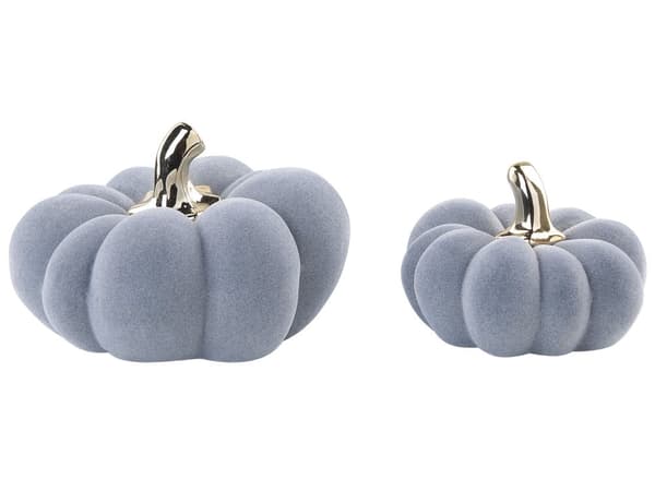 Set med 2 Dekorativa Figurer Pumpor Grå Keramisk Sammetsfinish Handgjord bordsskiva Hemtillbehör Dekoration Glam Modern Design
