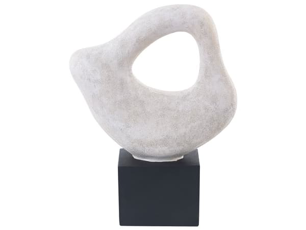 Dekorativ Figur Benvit och Svart Keramik Handgjord Abstrakt Prydnad Hemtillbehör Dekoration Modern Design