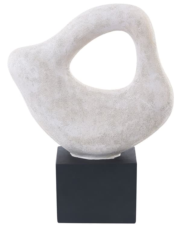 Dekorativ Skulptur Hvit Svart Keramikk 32 cm Håndlaget Abstrakt Bordplate Hjemtilbehør Dekorasjon Moderne