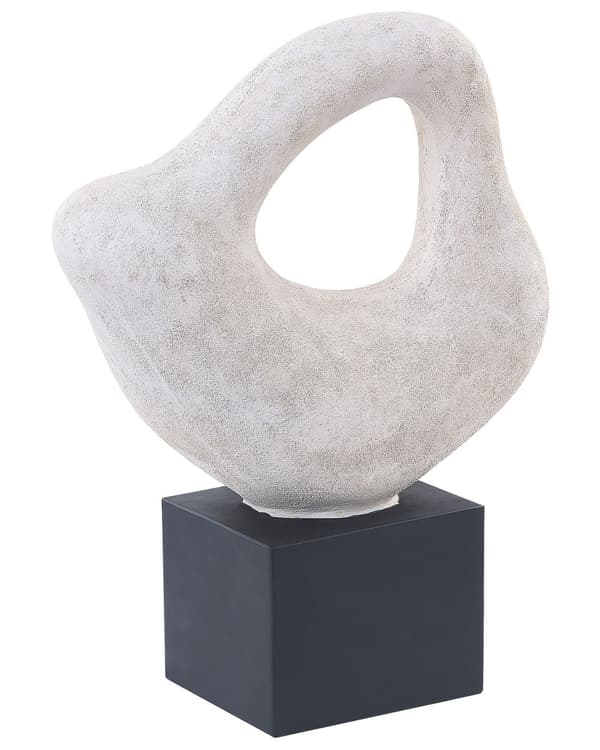 Dekorativ Skulptur Hvit Svart Keramikk 32 cm Håndlaget Abstrakt Bordplate Hjemtilbehør Dekorasjon Moderne